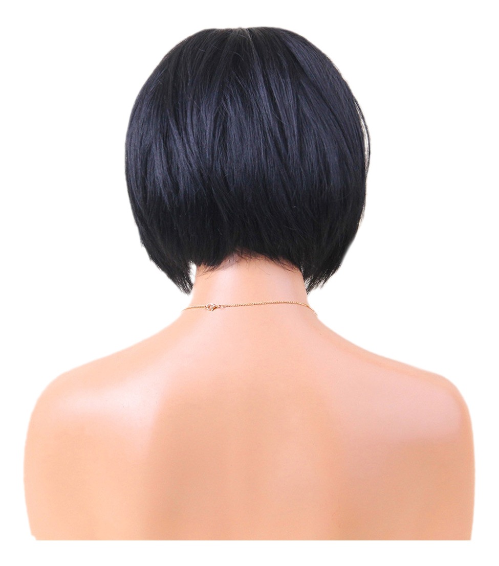 Curto Bob Black Straight 100% Cabelo Humano Real Perucas E - Imagem 4