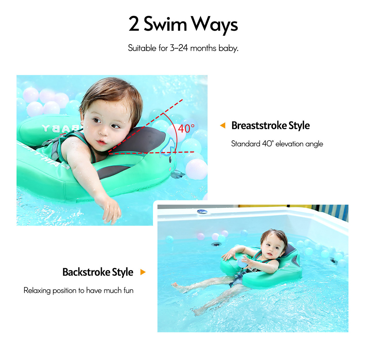 Anel De Natação Não Inflável Baby Float Infant Lying Azul - Imagem 2