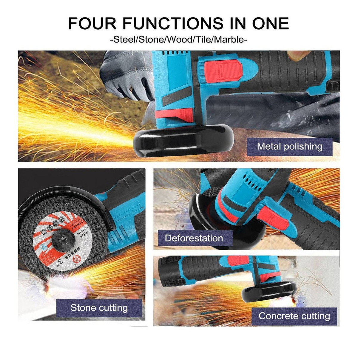 Máquina De Corte E Polimento 12v +2 Bater Angle Grinder - Imagem 2
