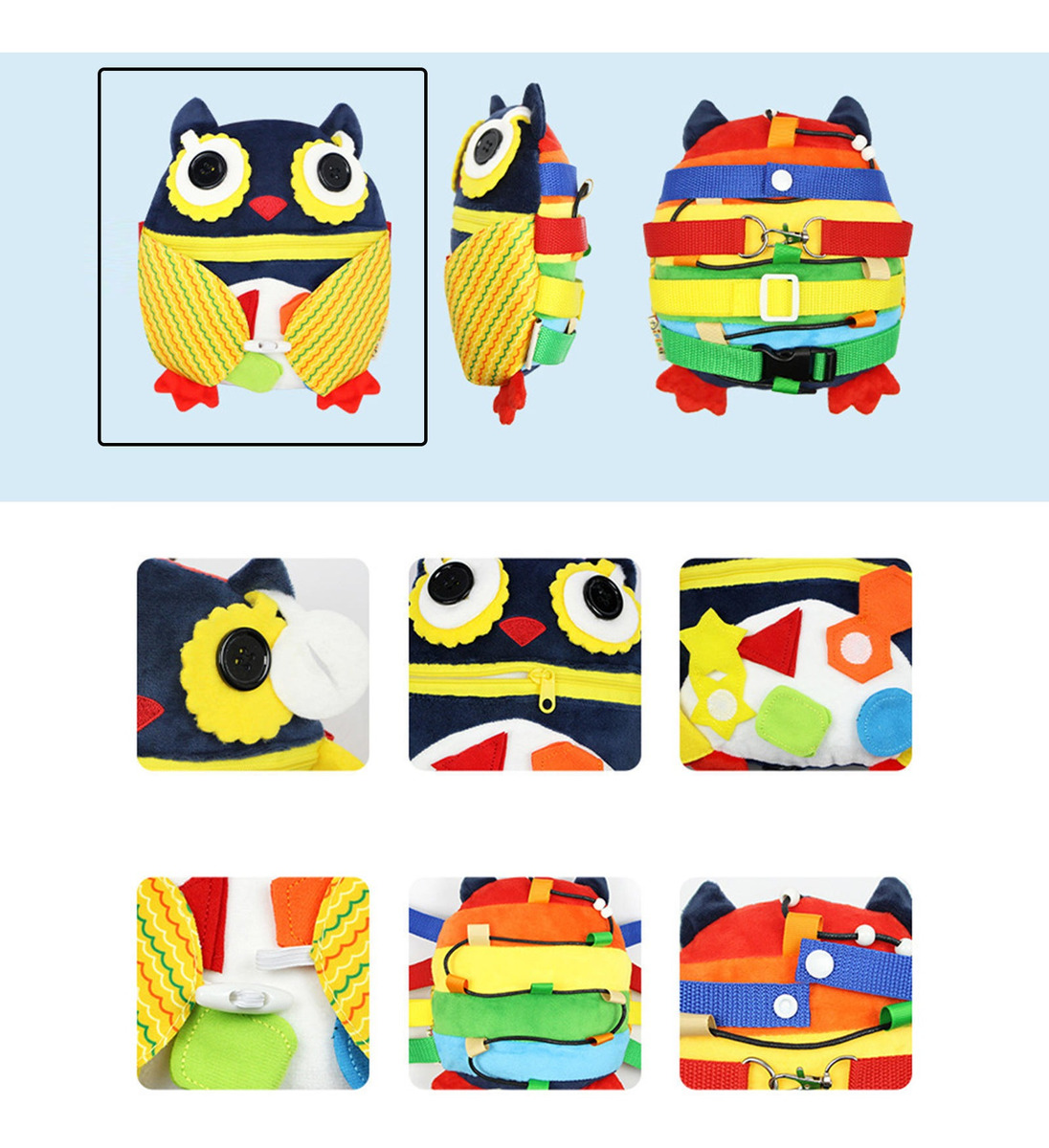 Fivela Sensorial De Pelúcia Aprendizagem Brinquedo Zipper - Imagem 9
