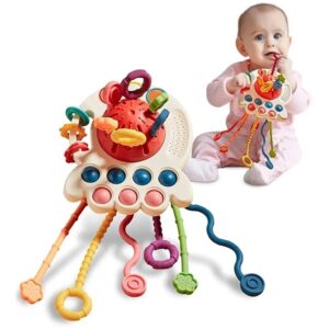 Brinquedo Sensorial De Bebê 4 Em 1 Com Cordão