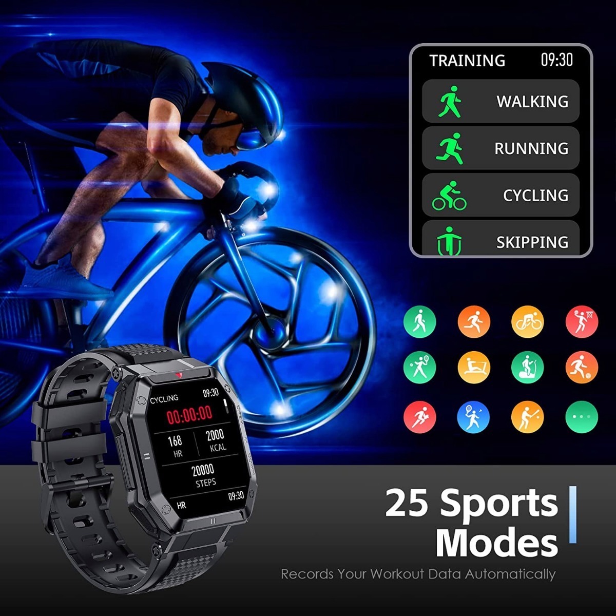 Smartwatch Para Homens Tactical Fitness Tracker - Imagem 11