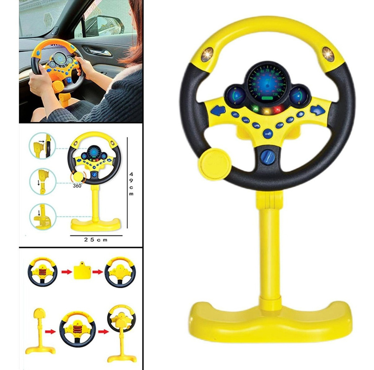 Volante Simulado Para Controle De Direção Infantil Com - Imagem 3