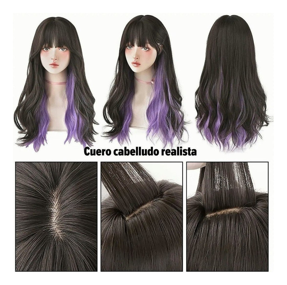 Peruca De Duas Toneladas De Cabelo Longo Cacheado Em Fibra S