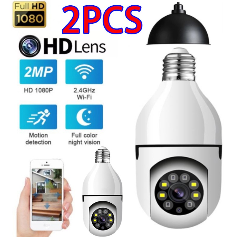 2pcs Wifi Ip Panorama Camera Bulbo 2mp Visão Noturna Panorâm
