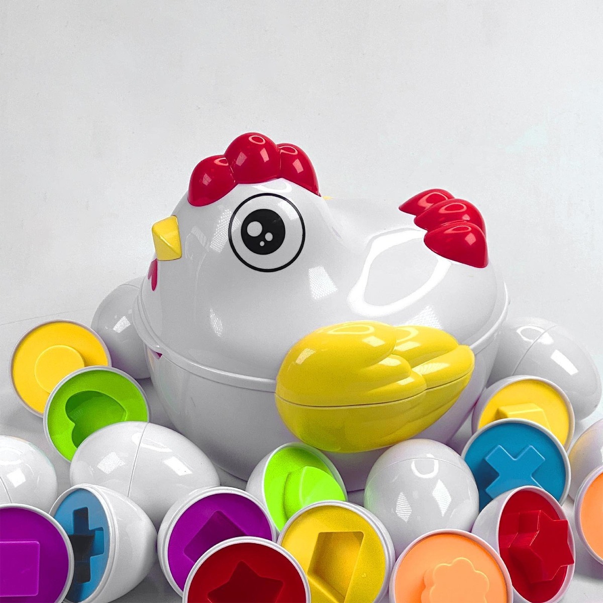 12 Peças Montessori Combinando Ovos Brinquedo Frango - Imagem 3