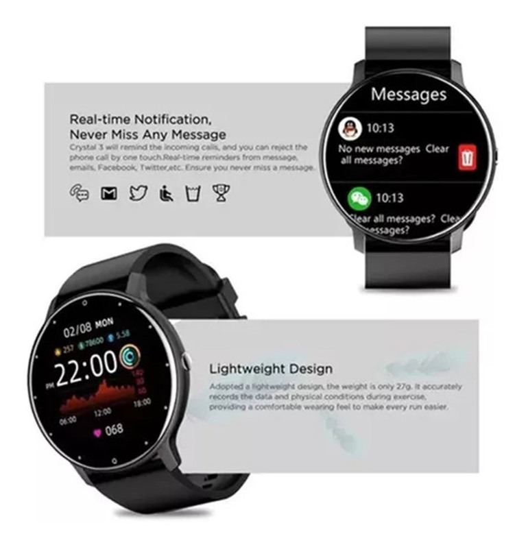 Smartwatch Zl02d Para Xiaomi Huawei - Imagem 5