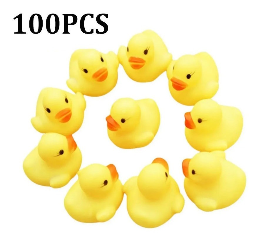 100pcs Mini Patos De Banho De Borracha Amarela Bonito