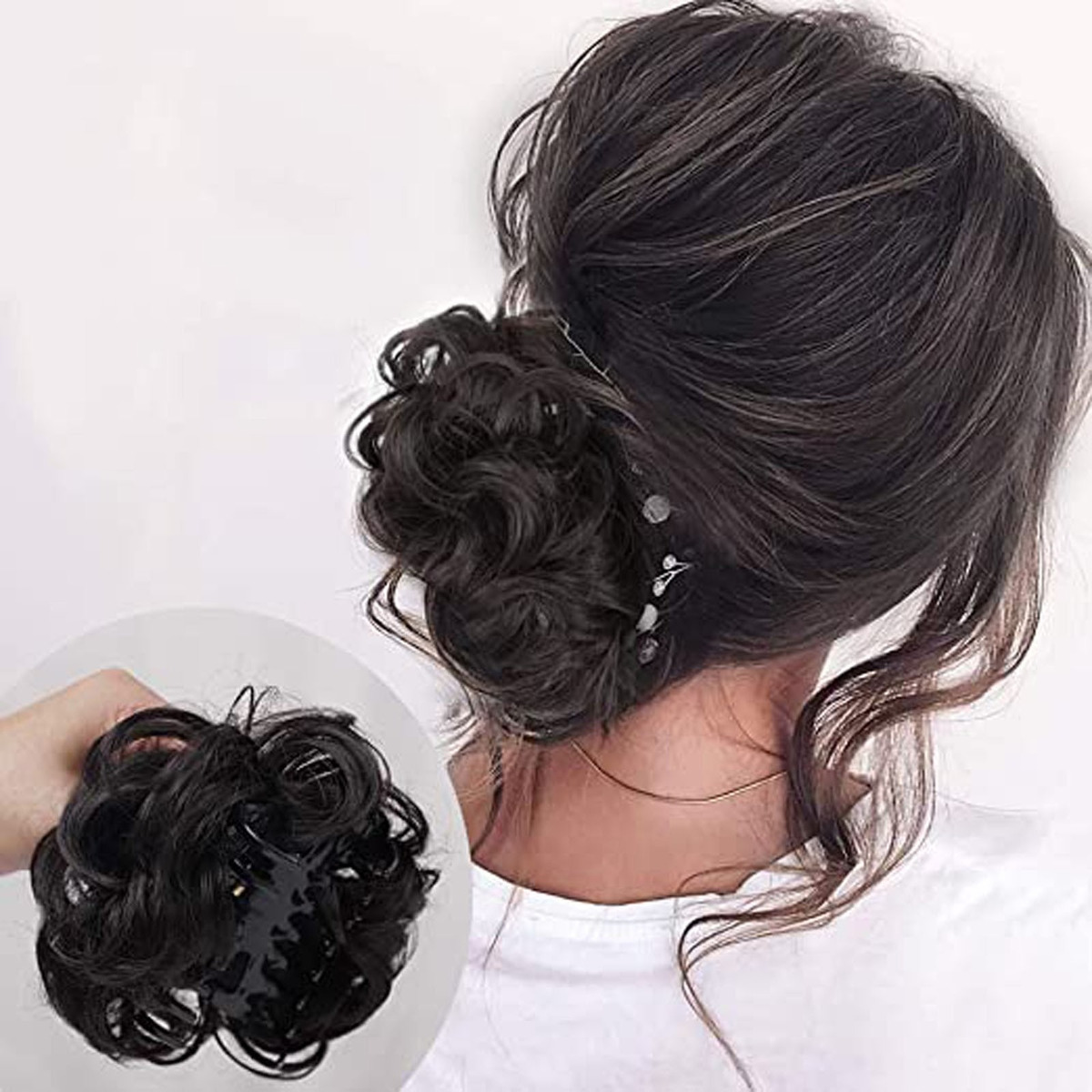 Sujo Bun Fácil Clipe Peruca Agarrando Clipe Cabelo Encrespad - Imagem 11