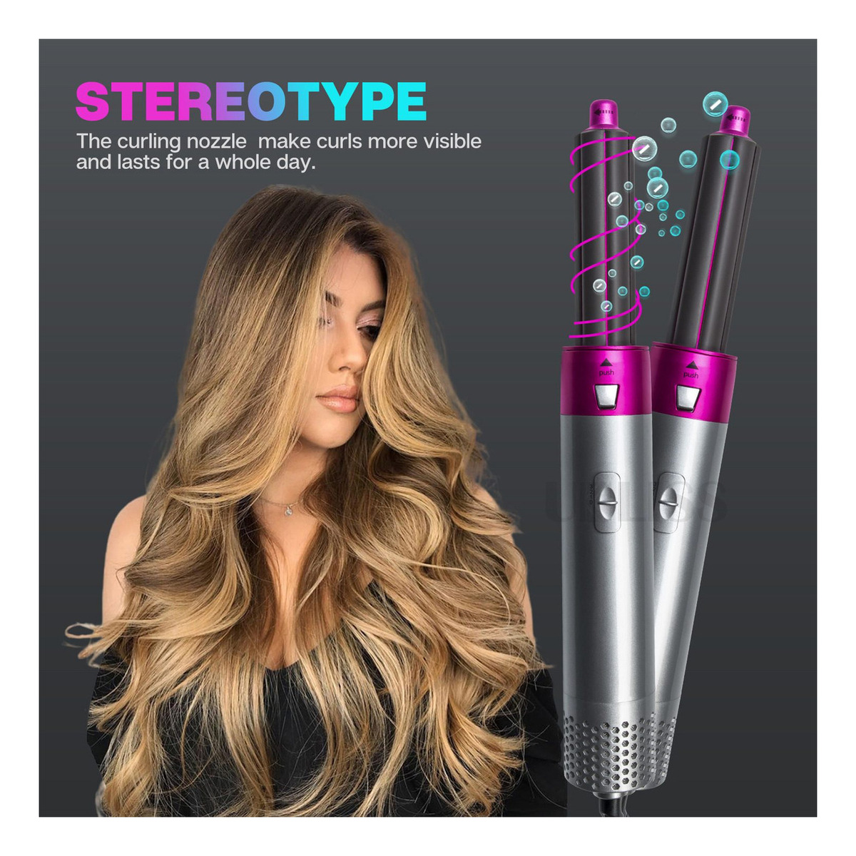 Portátil Profissional Alisar Secador Cabelo Escova Ondular - Imagem 2