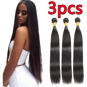 Aplique Cabelo Liso Com Humano Natural Brasileiro 50cm 3pcs
