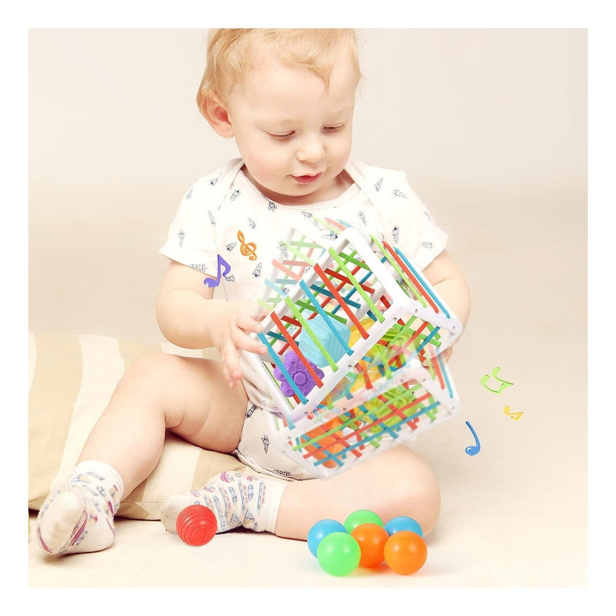 Cubo Sensorial De Habilidades Motoras Montessori Toy Brinque - Imagem 4