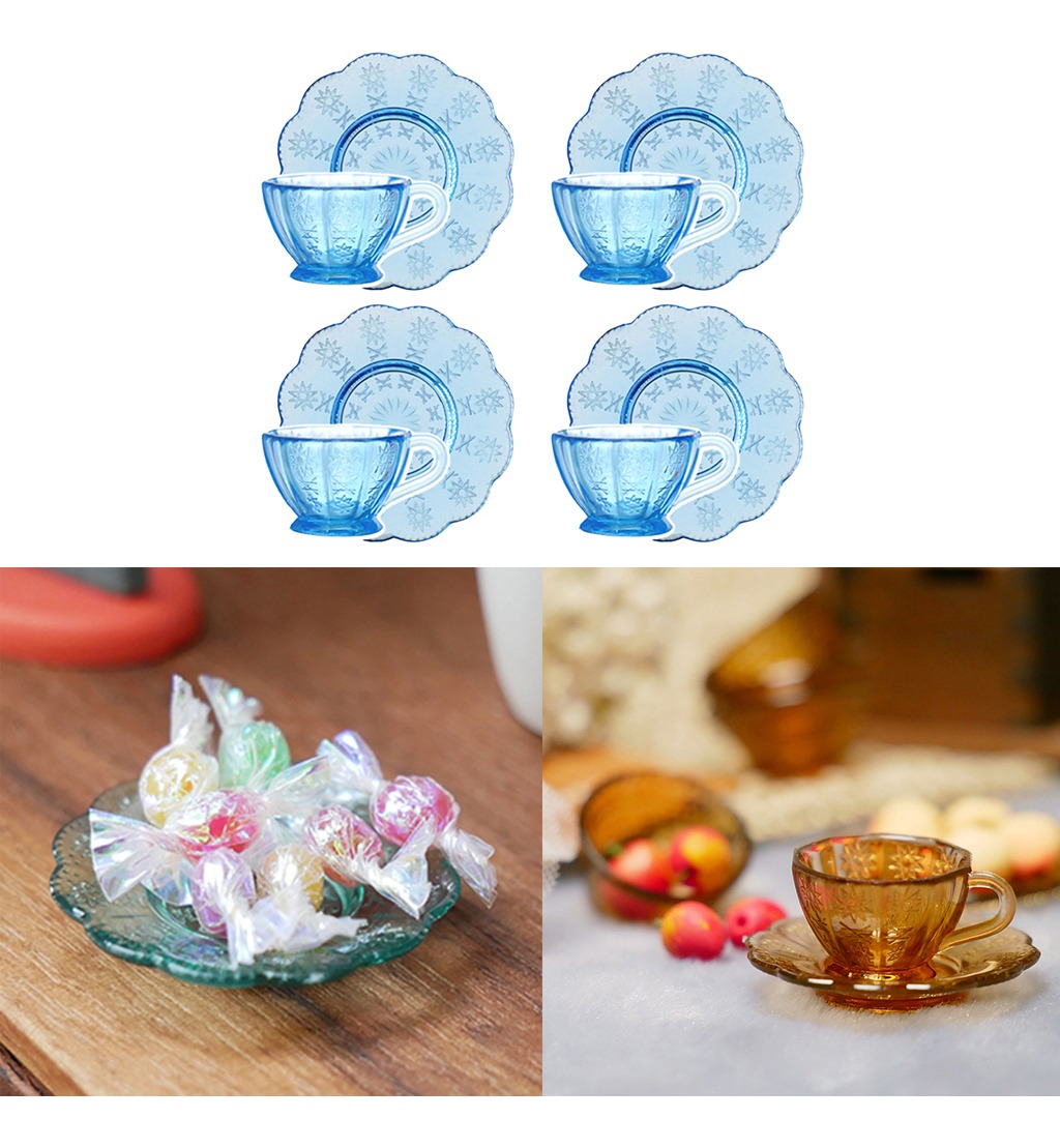 8 Unidades 1:12 Dollhouse Miniatures Tea Chá Set Copos De Ág - Imagem 16