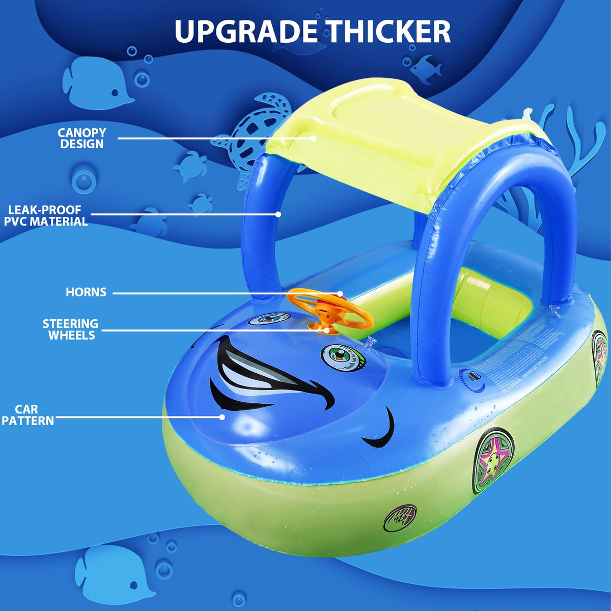Bóia De Piscina Inflável Para Bebês Com Dossel, Natação Em F - Imagem 2