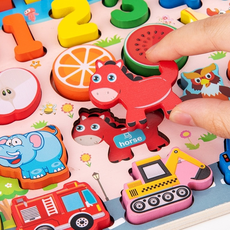 Puzzle De Madeira Para Crianças Montessori Classificação Mat - Imagem 5