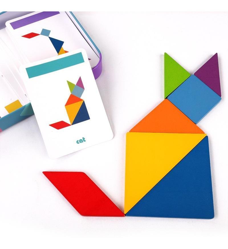 Brinquedos De Quebra-cabeça De Madeira De Tangram Geométrico - Imagem 3