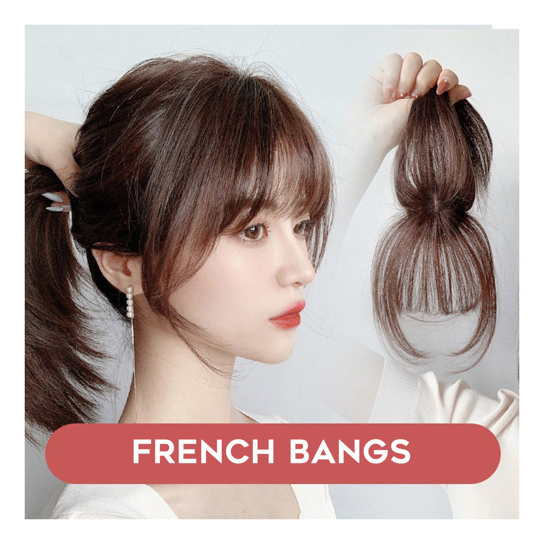 Peça De Peruca, Peça De Cabelo Feminina, Invisível Com Franj