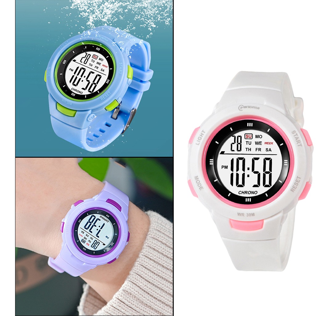 Meninos Girls Digital Watch Electro Impermeável Ao Ar Livre - Imagem 12
