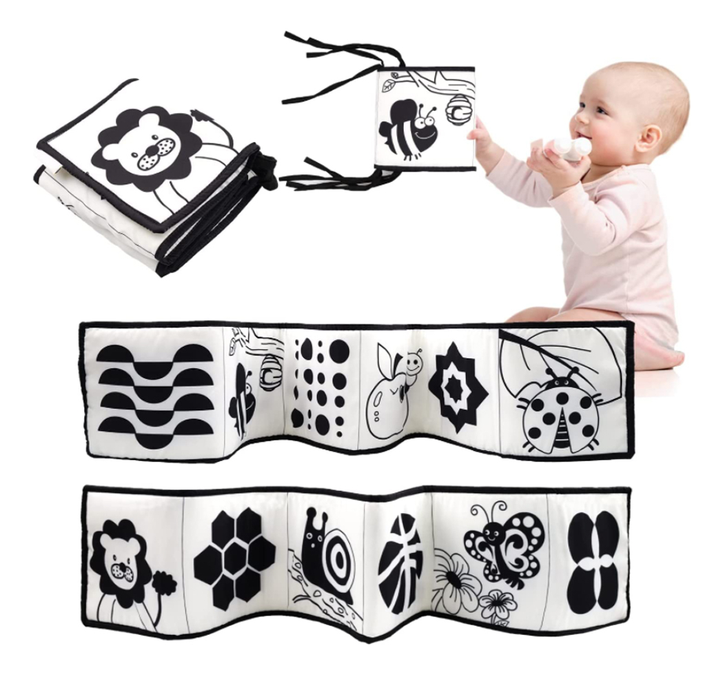 Livro Montessori Toy Black White Soft Cloth Para Bebê Recém- - Imagem 9