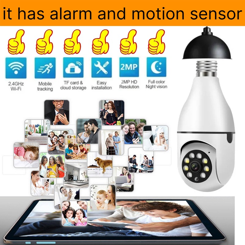 Lâmpada De Câmera 1080p Wifi Full Hd Night Vision