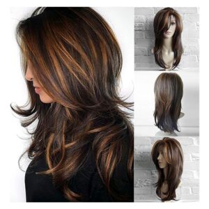Perucas Cabelo Encaracolado Misturado Cores Sintécos 65cm