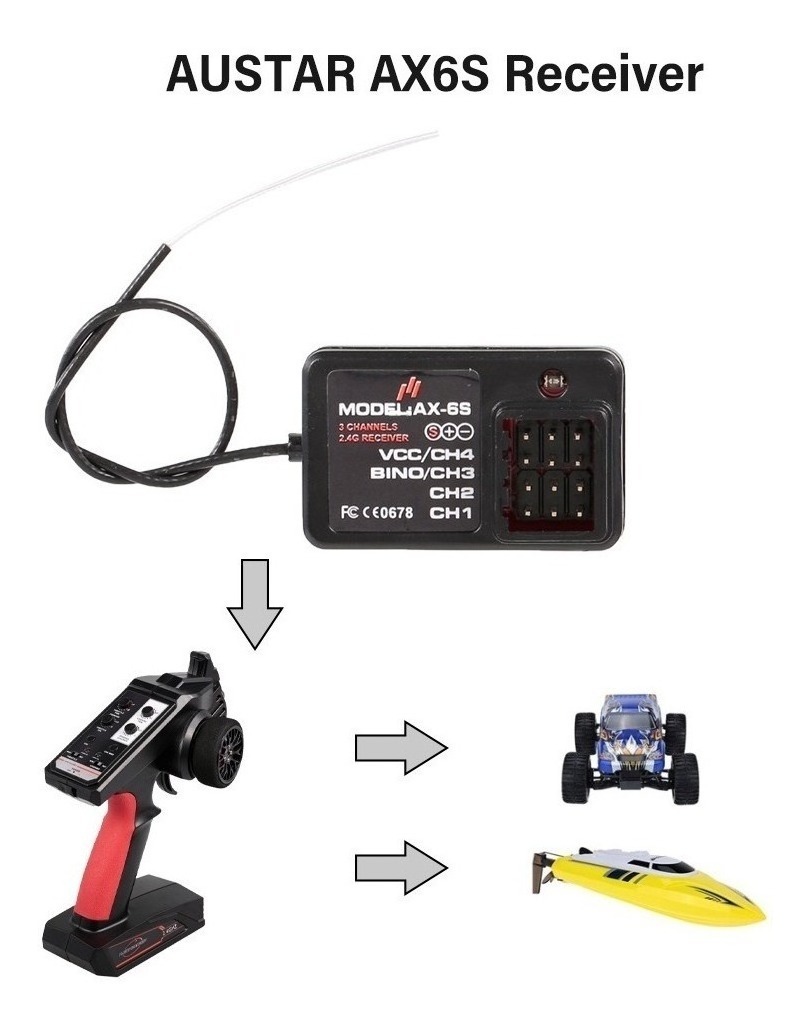 Austar Ax6s Receptor 4ch Para Carro Rc Barco Austar Ax6s