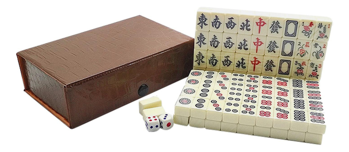 Conjunto Portátil De Mahjong Com De Armazenamento Para