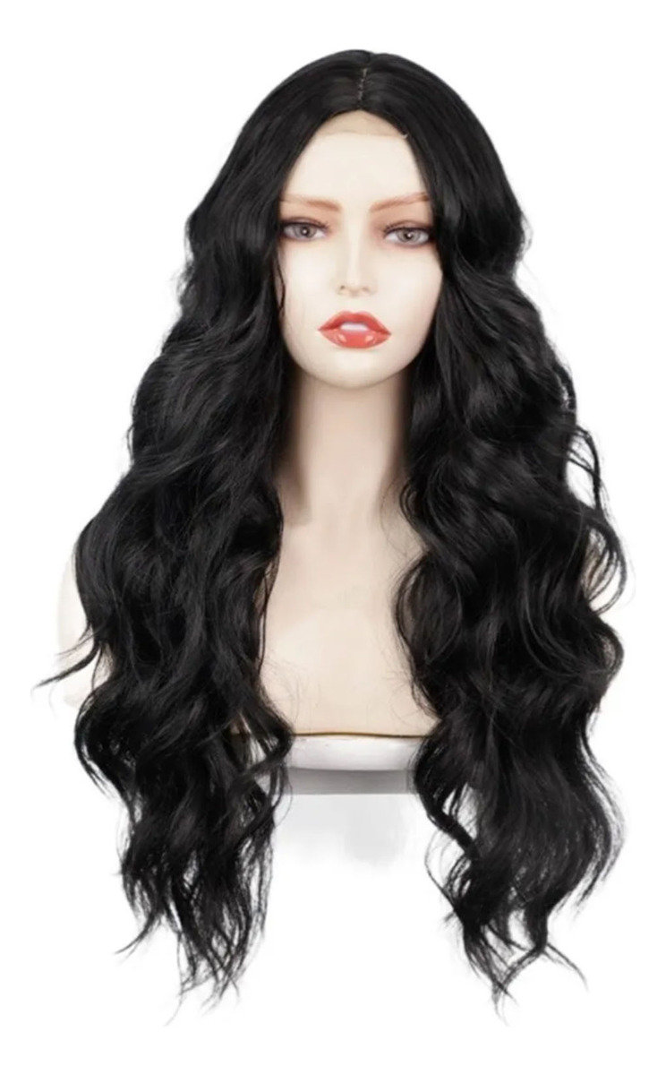 Peruca Preta De Cabelo Encaracolado Comprido Com Rede De Cab - Imagem 10