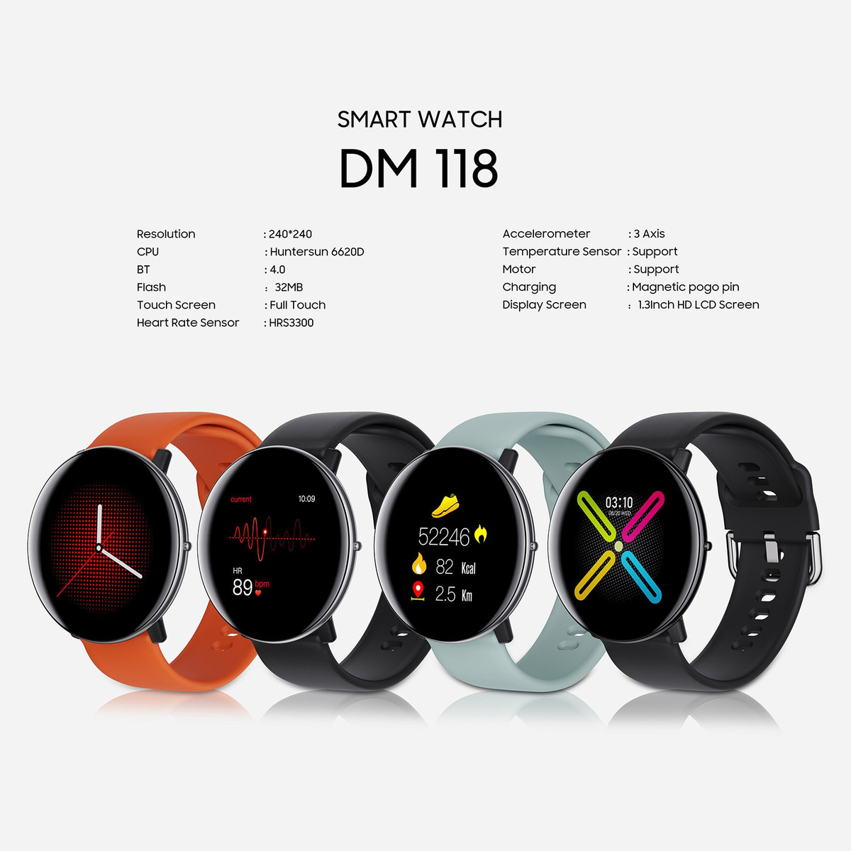 Relógio Smart Dm118 Tela1.3 Hd Resistente À Água Ip67 Preto - Imagem 3