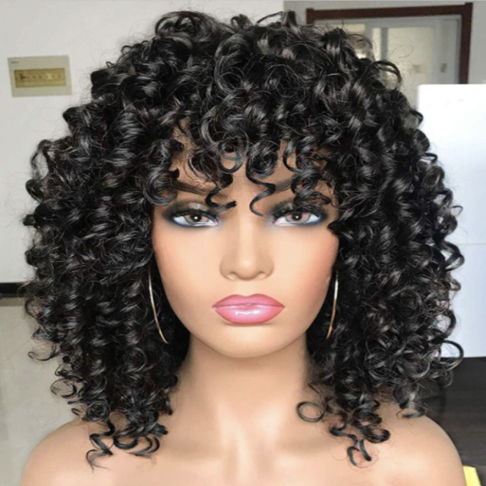 Perucas Sintéticas Afro Kinky Curly Short Wigdiy De Alta Qua