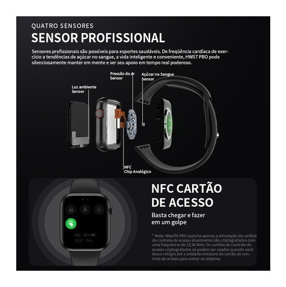 Hw57 Pro Smart Watch Carregamento Sem Fio Para Android/ios - Imagem 6