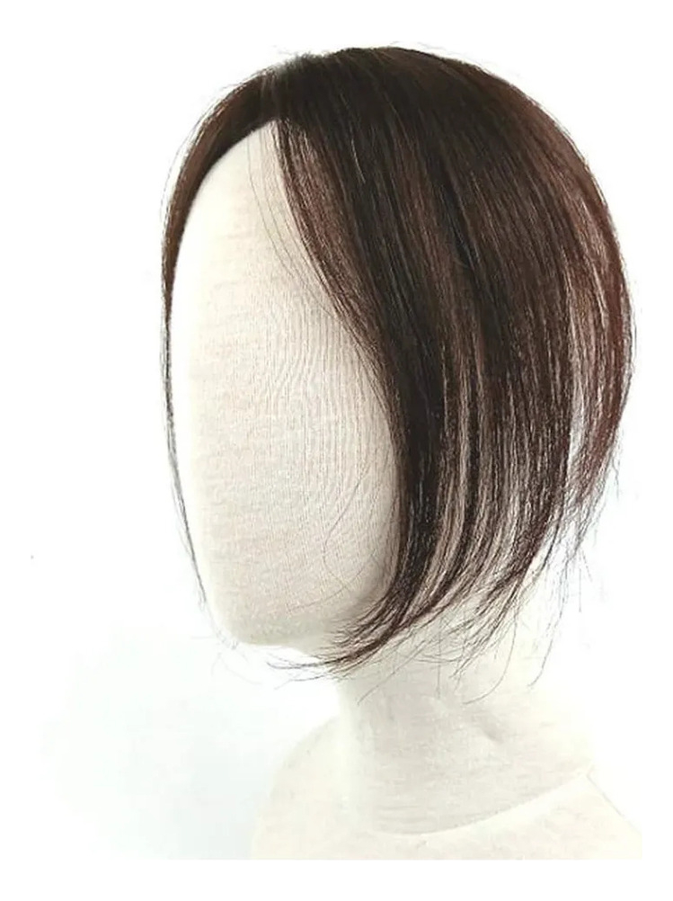Aplique Cabelo Humano Topper Frontal Cast Escuro Franja Wig - Imagem 5