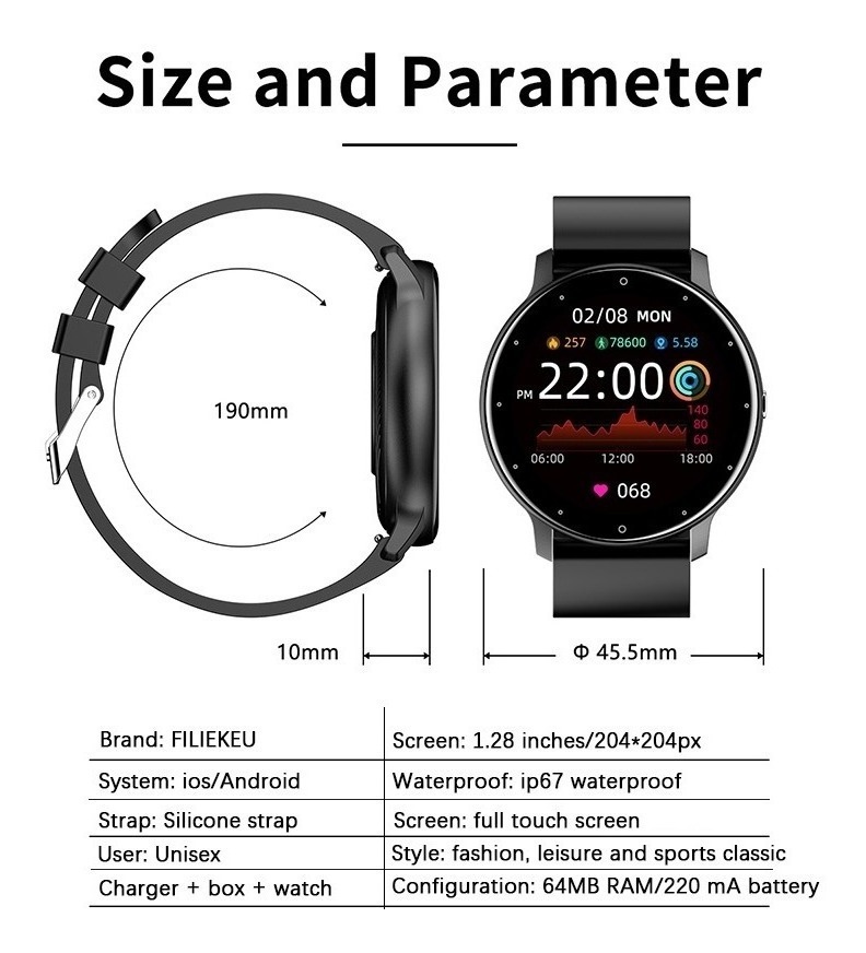 Relógio Inteligente Filiekeu Fashion Bluetooth Esportivo Par - Imagem 7