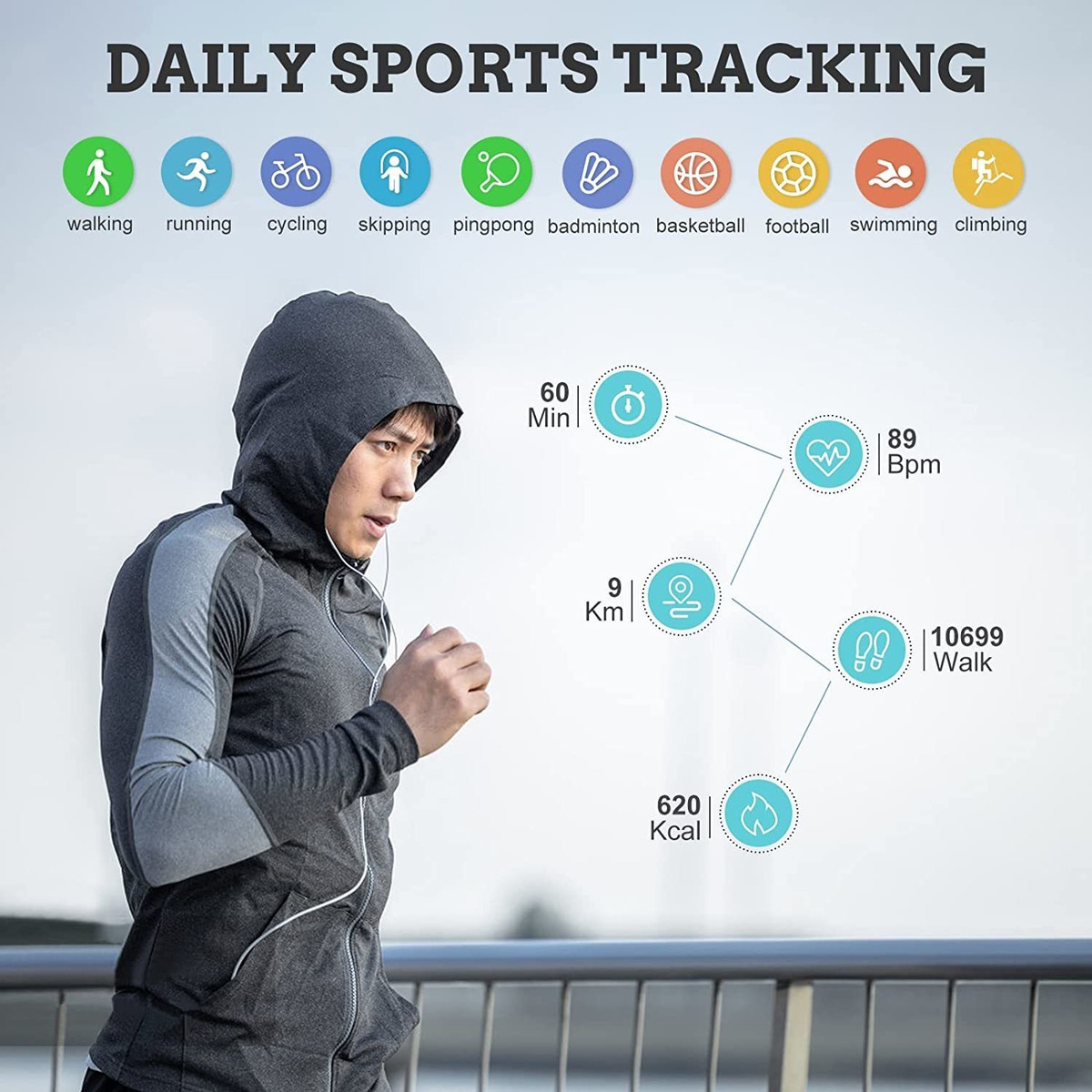 Smartwatch Masculino Para Android Ios Calls Blue - Imagem 4