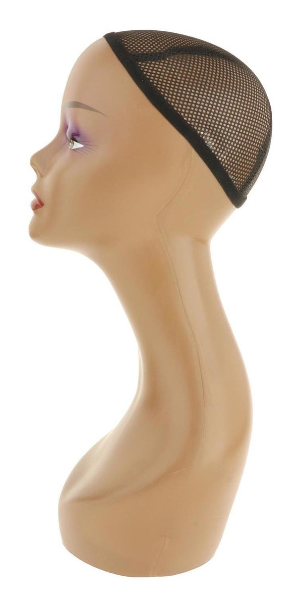 Bust Peruca Cabeça Stand Modelo Chapéus Costura Preta - Imagem 11
