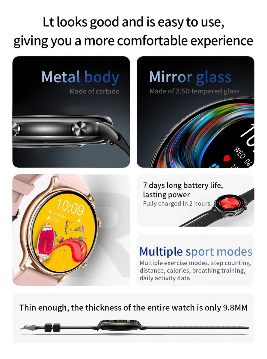 Para Xiaomi Huawei Smartwatch Para Mulheres Ultrafino - Imagem 5