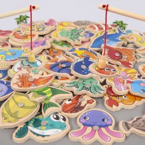 Brinquedo De Pesca Infantil Magnético Montessori De Madeira