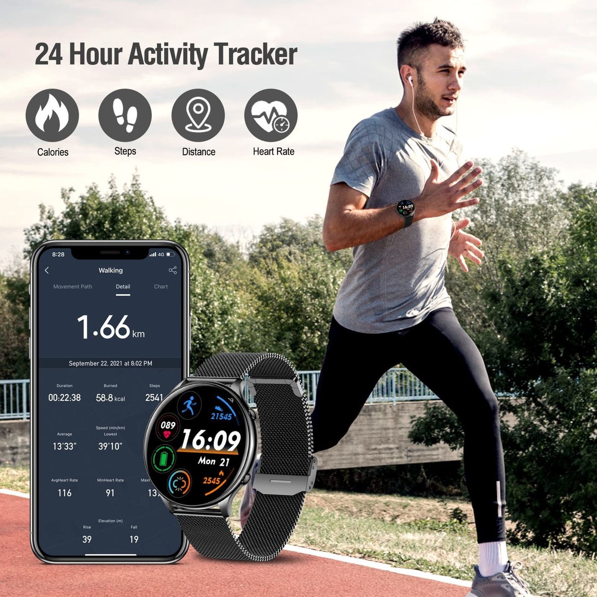 Smartwatch Masculino Feminino, À Prova D'água Ip68 - Imagem 4