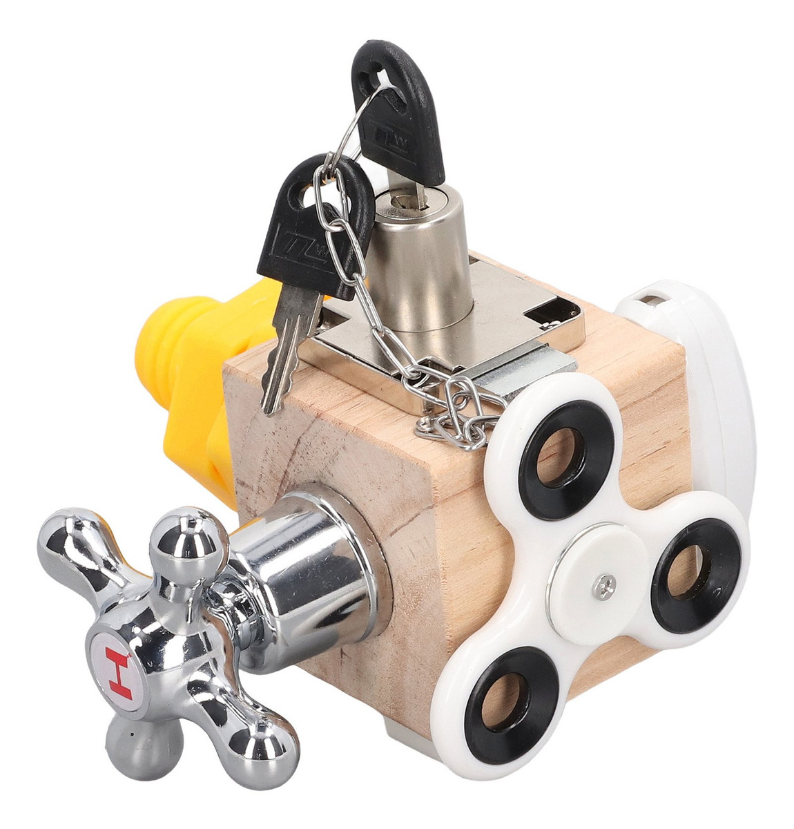 Cubo De Atividades De Madeira Busy Cube Sensory Busy Boards - Imagem 3
