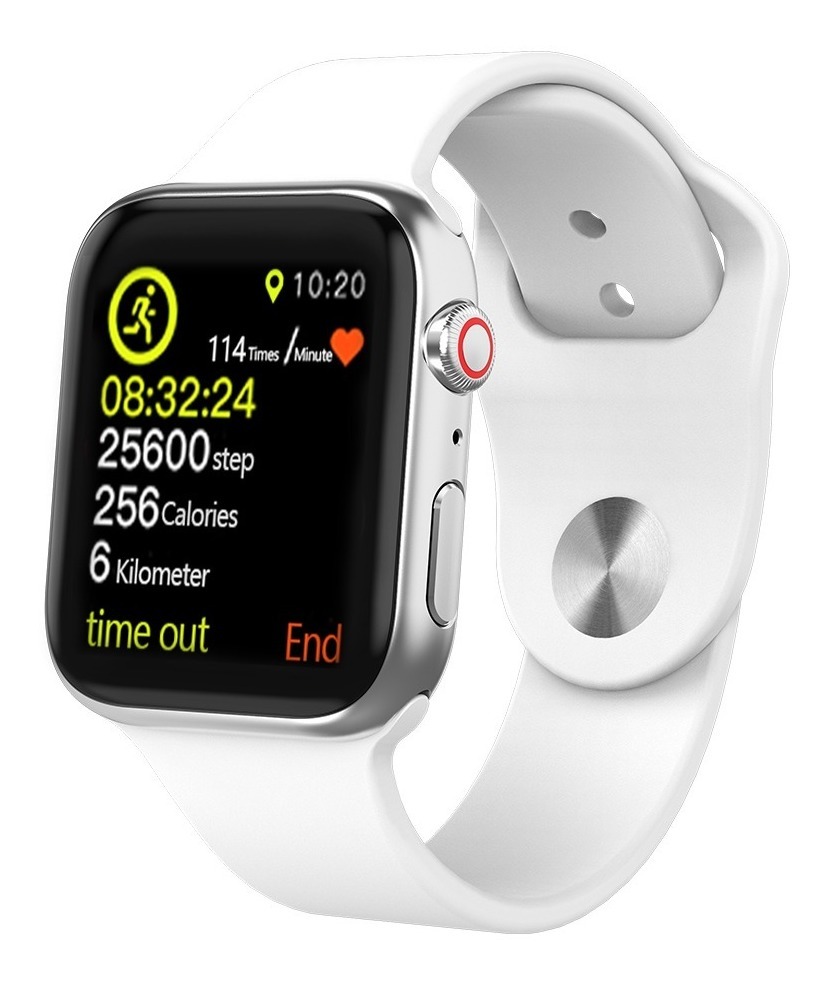 Smartwatch Iwo12 Série 5 44mm Prateado Pulseira Branco - Imagem 3