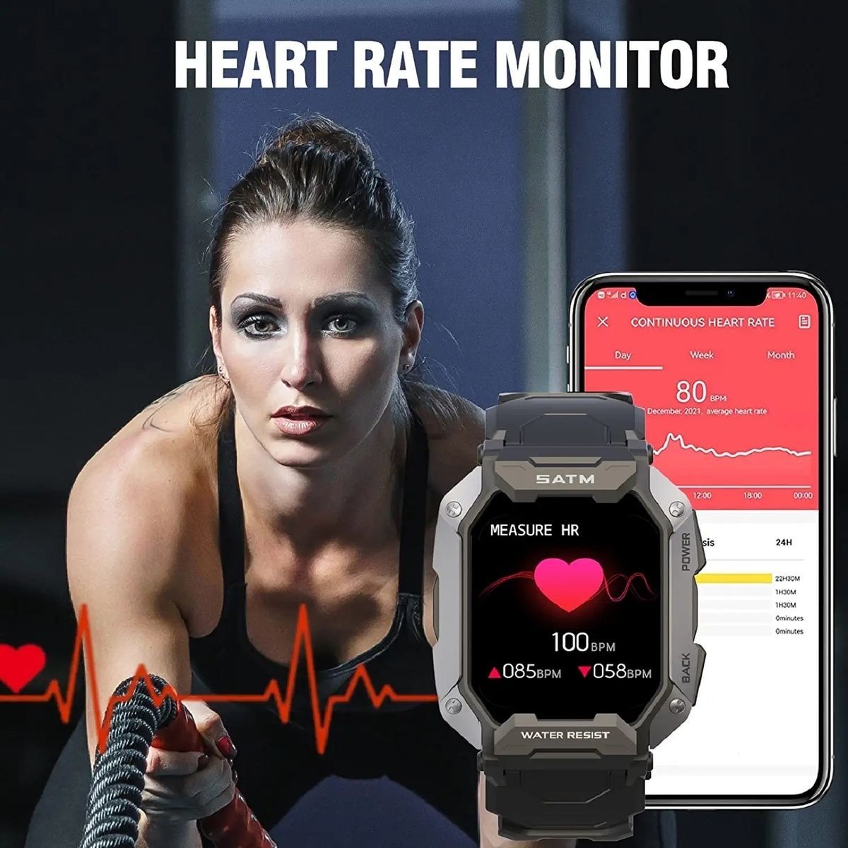 Relógios Inteligentes Para Homens 5atm Waterproof Fitness Tr - Imagem 4