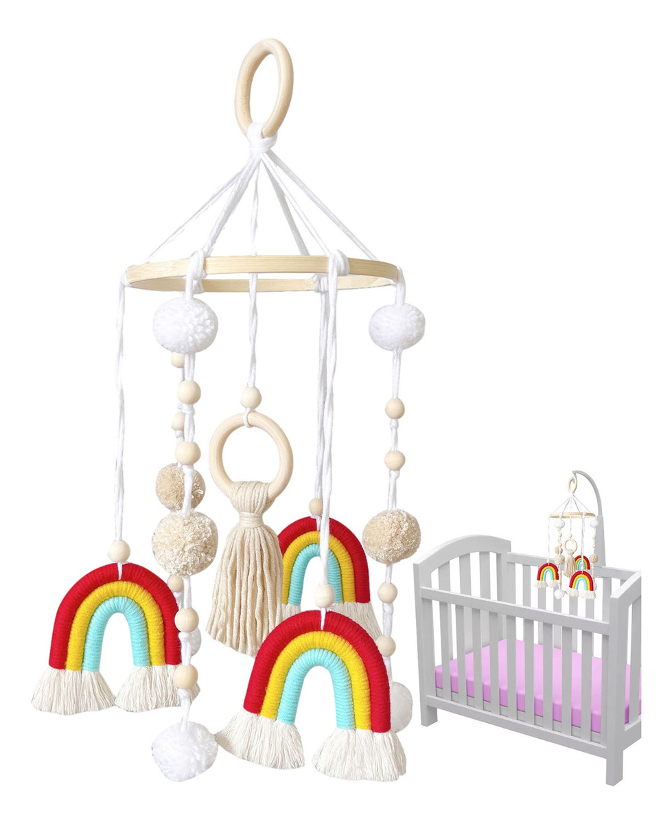Cama De Bebê Móvel De Madeira Rainbow Mobile Baby Wind Chime - Imagem 21
