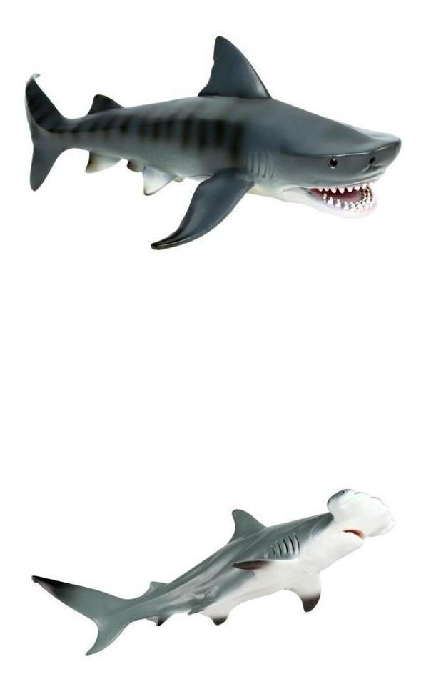 2 Figuras De Ação Tubarão Modelo Miniatura Vida Marinha
