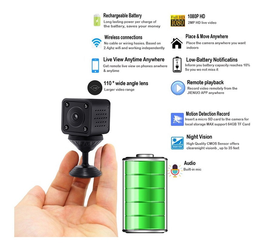 Mini Câmera Espiã Wifi Monitor Remoto Sem Fio Home Security - Imagem 4