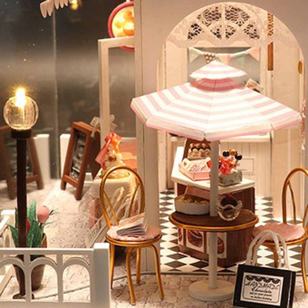Casa De Bonecas Diy Kit Miniatura De Madeira Com Móveis Led - Imagem 6