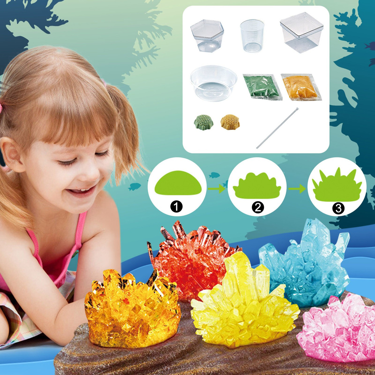 F Crystal Growing Science Experimental Kit 2 Colorido Cr Bo3