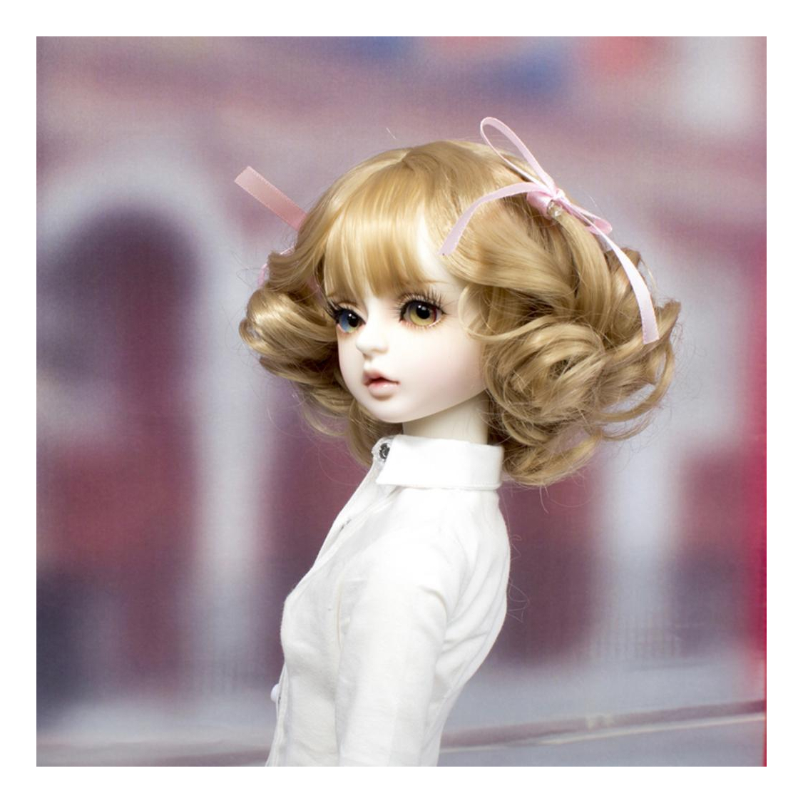 Boneca Bjd Boneca De Alta Temperatura Peruca Capa Up Golden - Imagem 4