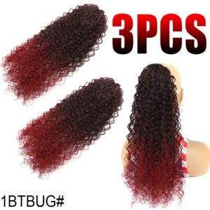 3pcs Extensão Ondulado Sintético Rabo Cavalo Encaracolado