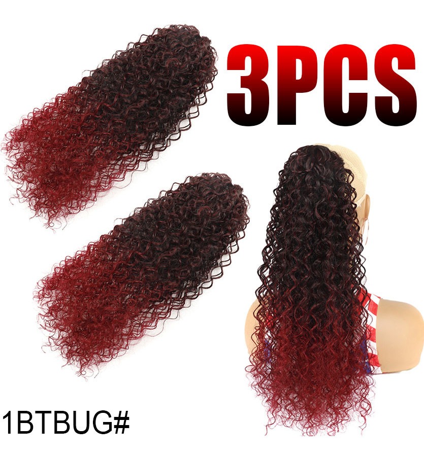 3pcs Extensão Ondulado Sintético Rabo Cavalo Encaracolado