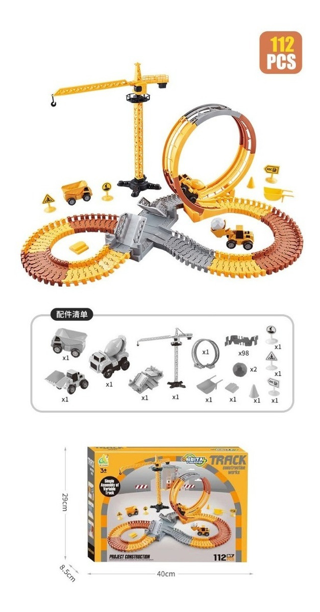 Kit 112 Pista De Carrinhos De Brinquedo Infantil Construção - Imagem 6
